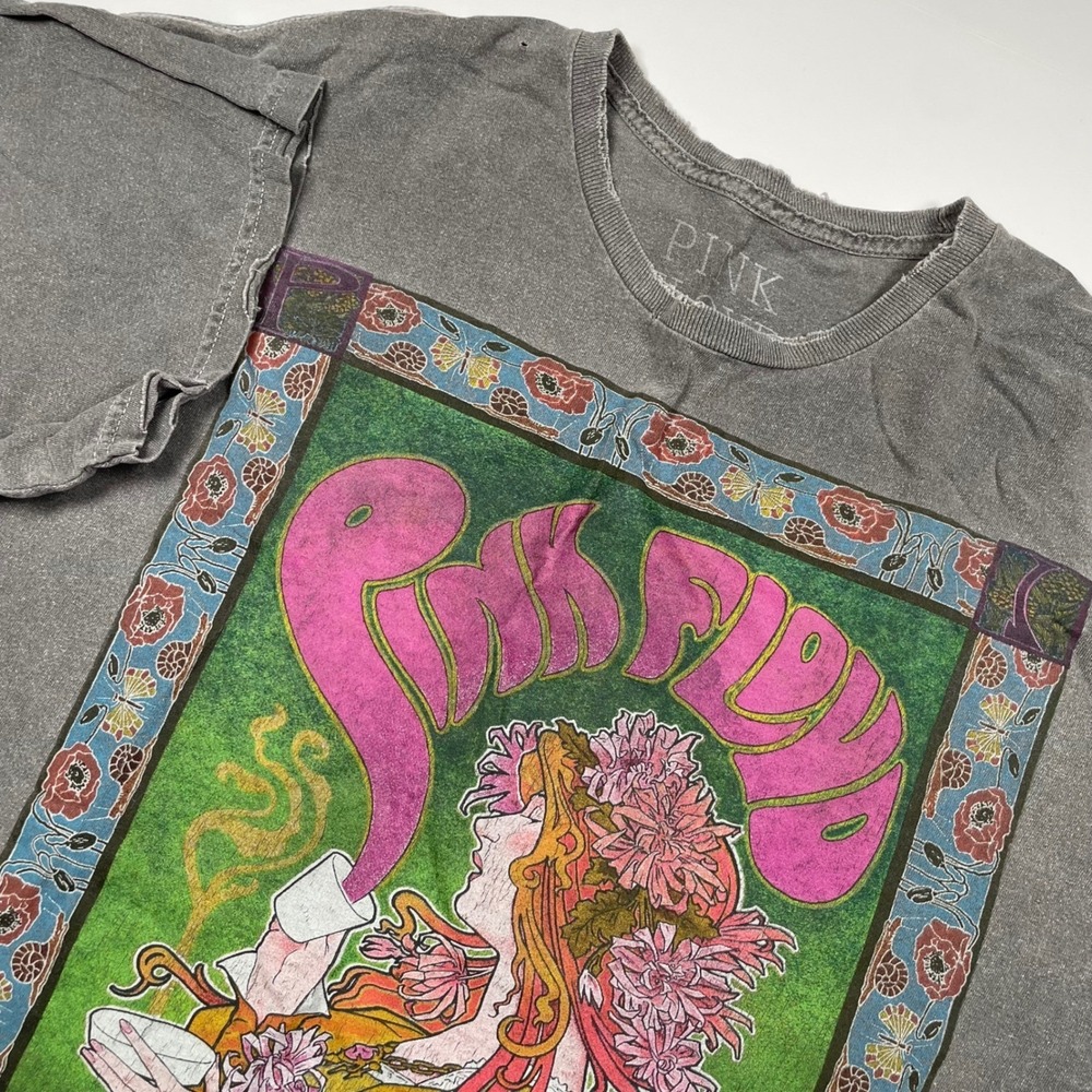 Pink Floyd Marquee London 1966 Graphic T-Shirt Gray Distressed Rock Band Tee XL